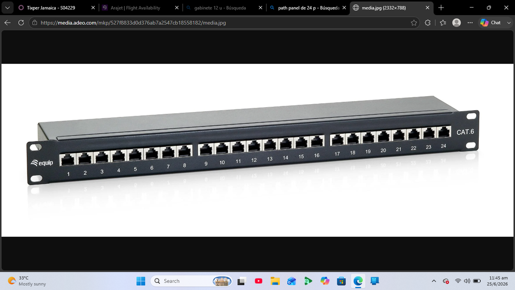 PATCH PANEL CAT.6 UTP 24 PUERTOS