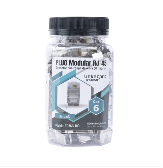 TC6SG100 Bote 100 Plug Modular RJ45 Cat6 blindado 