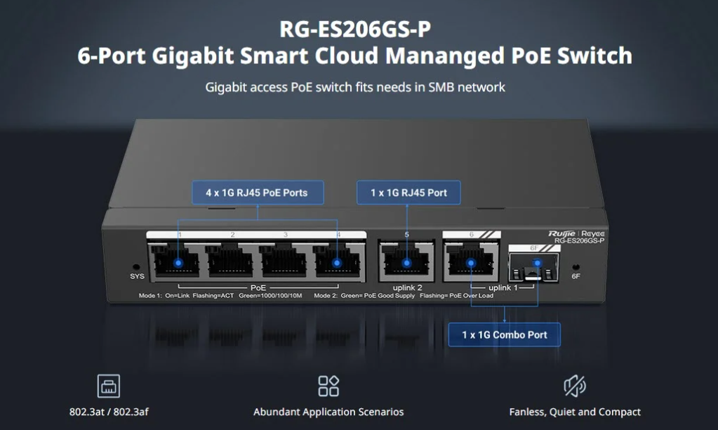 RG-ES206GS-P Administerable Poe Switch 