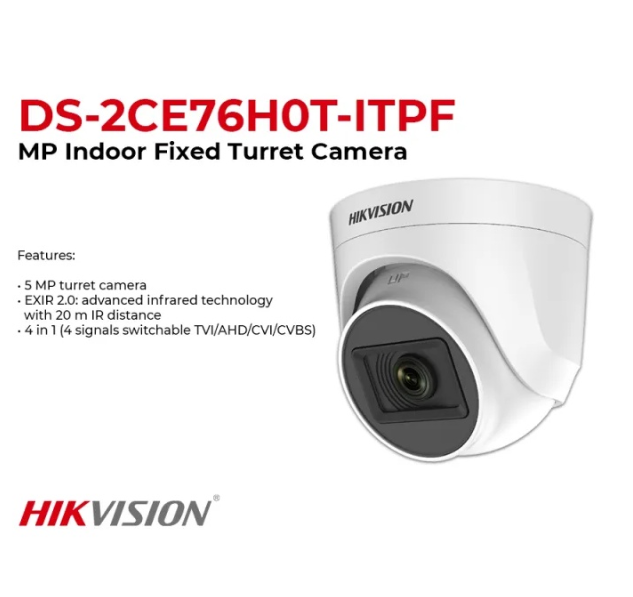 DS-2CE76H0T-ITPF HIKVISION DOME CAMERA 5MP PLASTIC INDOOR